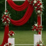 Luxury Crimson Red Wedding Floral Arch Backdrop