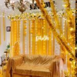 Luxury Dholki Stage Decor | Premium Yellow Floral Setup