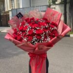 Luxury Red Rose & Gypsophila Bouquet