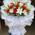 Luxury Crimson Rose & Lily Bouquet