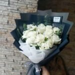 Noir Elegance Luxury White Rose Bouquet