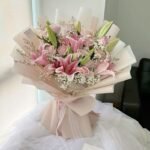 Luxury Pink Lily & Rose Bridal Bouquet