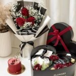 Luxury Red Rose Bouquet & Heart Gift Box Set