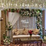 Luxury White & Blush Nikkah Floral Stage Backdrop
