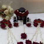 Luxury Crimson Rose Bridal Floral Jewelry Set
