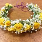 Luxury Yellow Rose & Baby's Breath Bridal Floral Crown